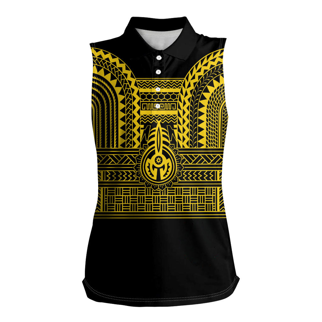 Philippines Filipinos Women Sleeveless Polo Shirt Igorot Tribal Pattern Black