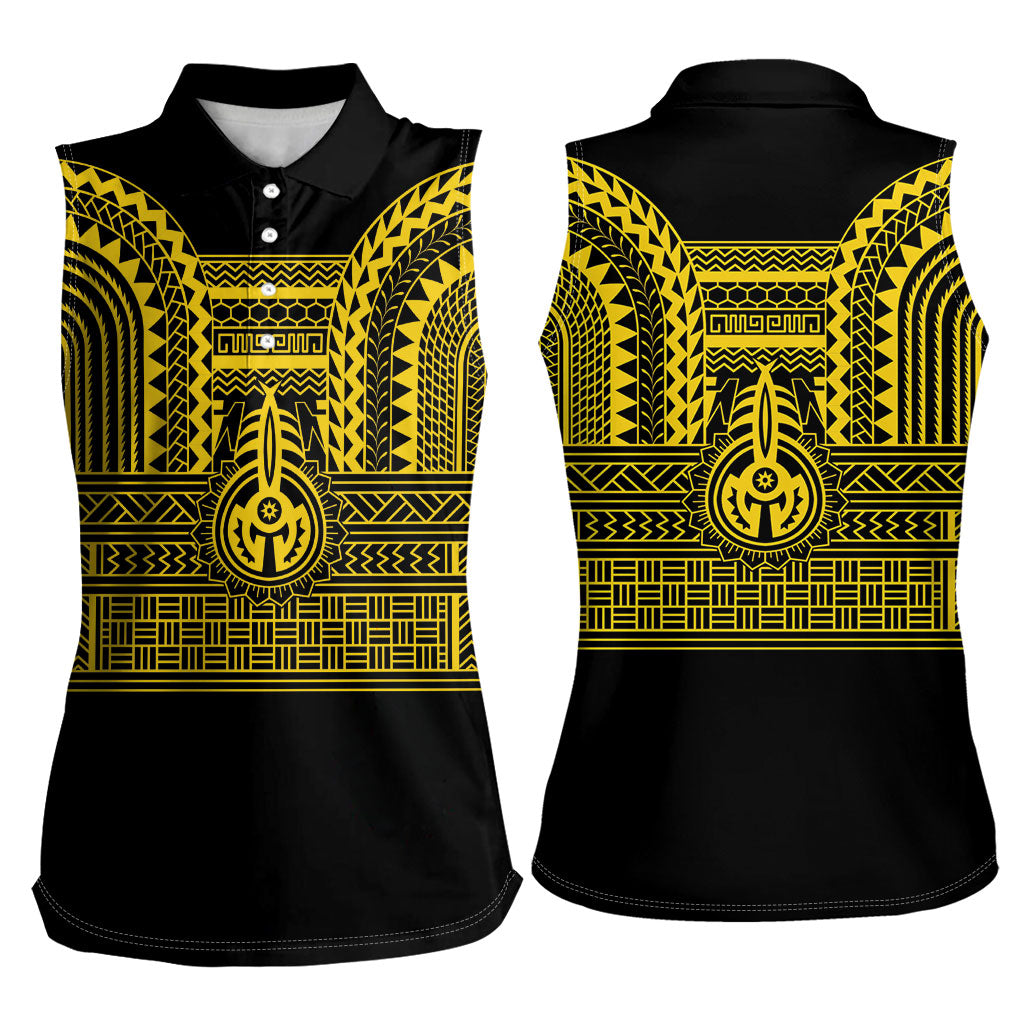 Philippines Filipinos Women Sleeveless Polo Shirt Igorot Tribal Pattern Black
