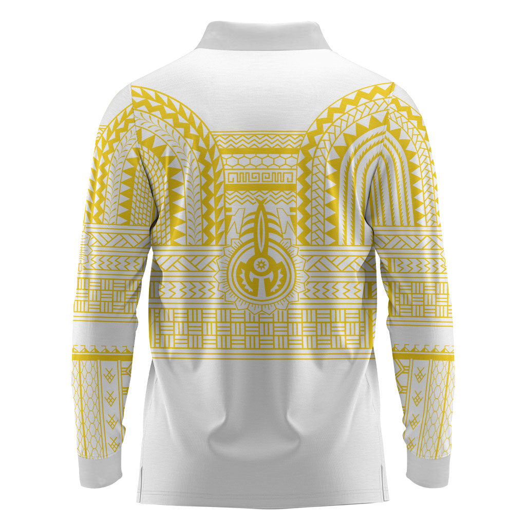 Philippines Filipinos Long Sleeve Polo Shirt Igorot Tribal Pattern White