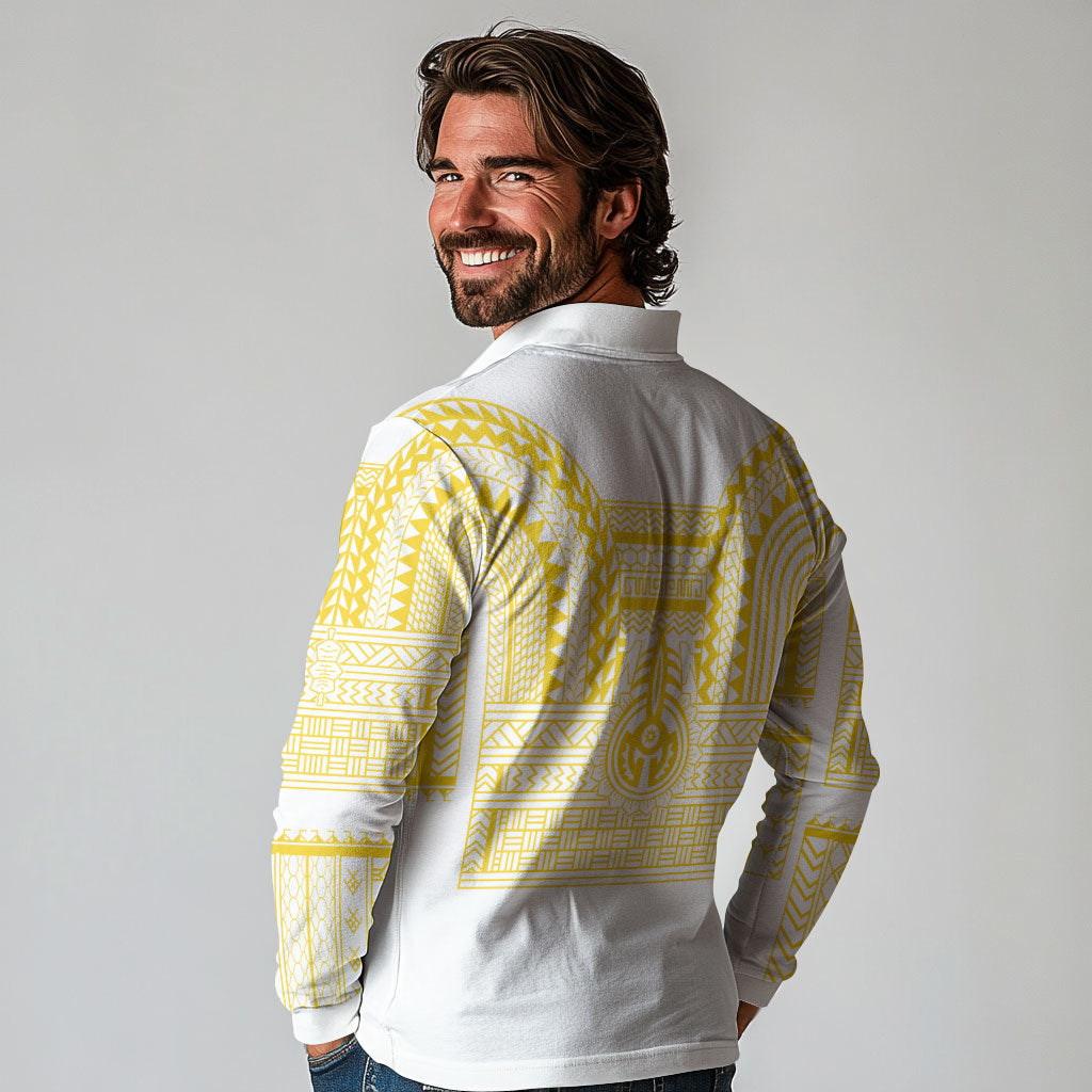 Philippines Filipinos Long Sleeve Polo Shirt Igorot Tribal Pattern White