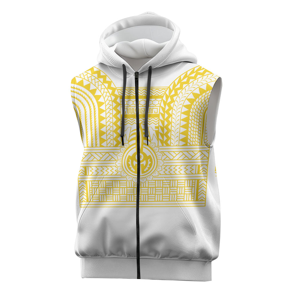Philippines Filipinos Sleeveless Zip Hoodie Igorot Tribal Pattern White