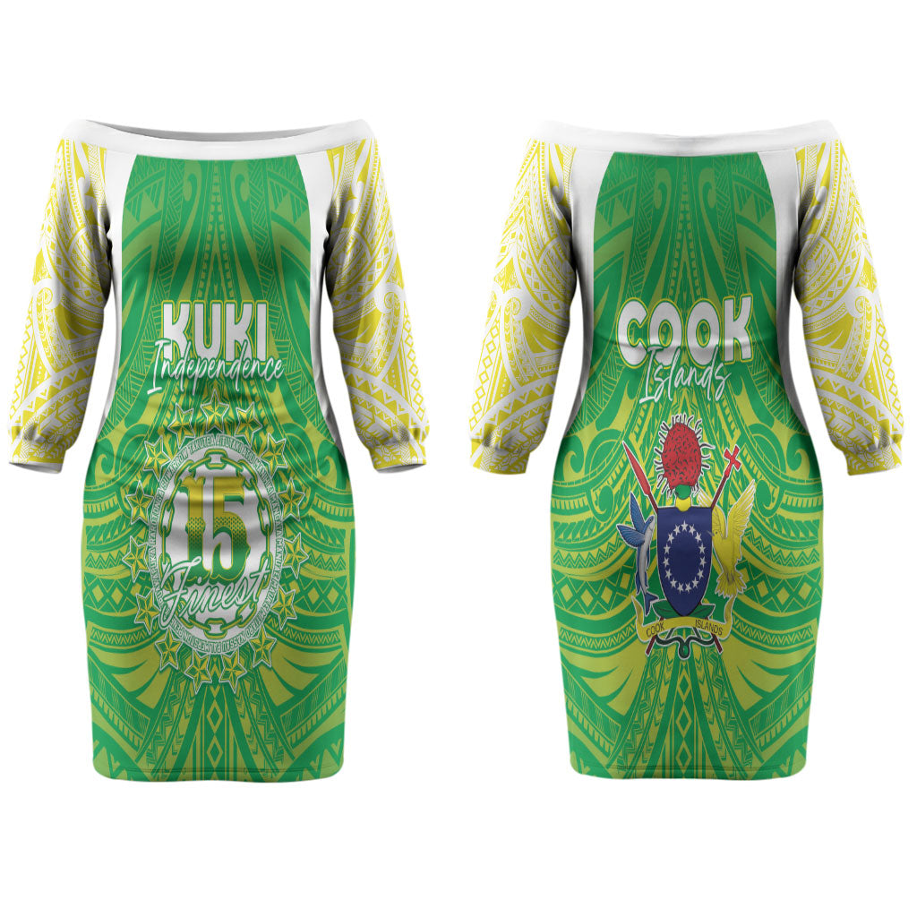 Kuki Independence 2026 Couples Matching Off The Shoulder Long Sleeve Dress and Long Sleeve Button Shirt Cook Islands 15 Finest Green Version