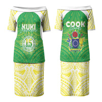 Kuki Independence 2026 Couples Matching Puletasi and Hawaiian Shirt Cook Islands 15 Finest Green Version