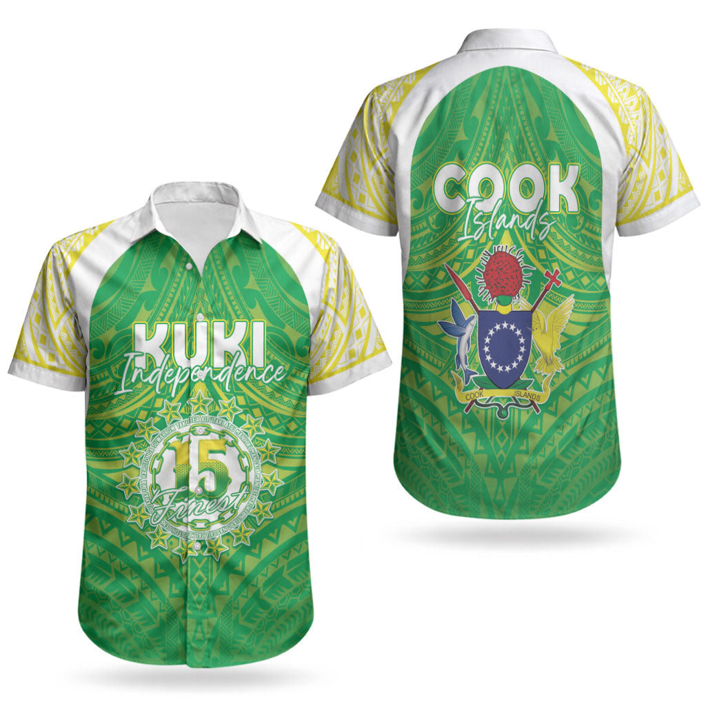 Kuki Independence 2026 Couples Matching Short Sleeve Bodycon Dress and Hawaiian Shirt Cook Islands 15 Finest Green Version