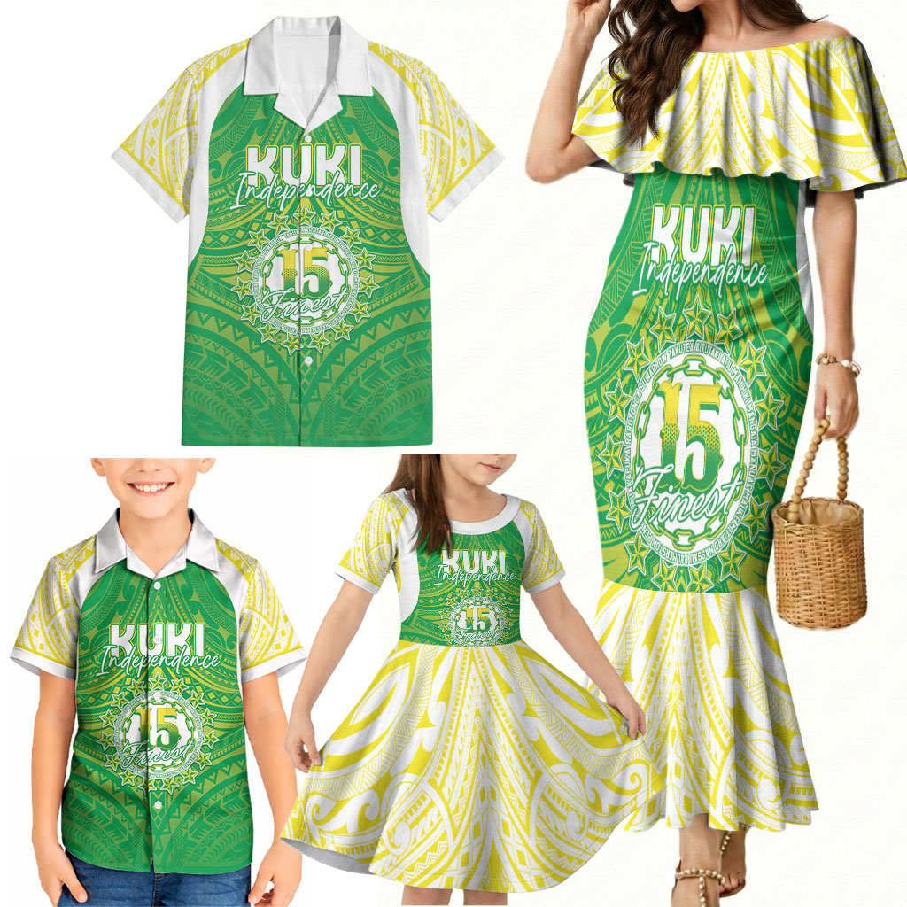 Kuki Independence 2026 Family Matching Mermaid Dress and Hawaiian Shirt Cook Islands 15 Finest Green Version