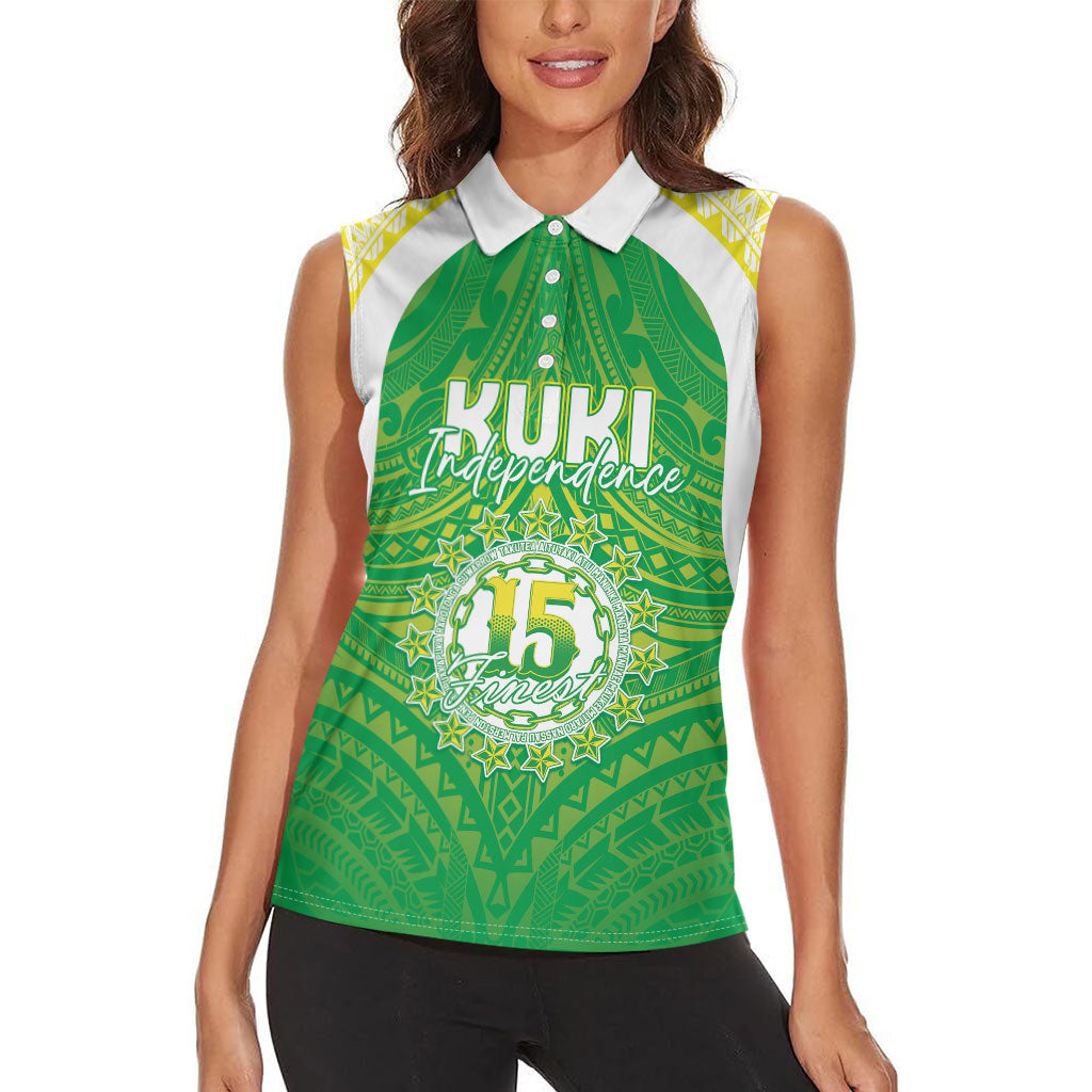 Kuki Independence 2026 Women Sleeveless Polo Shirt Cook Islands 15 Finest Green Version