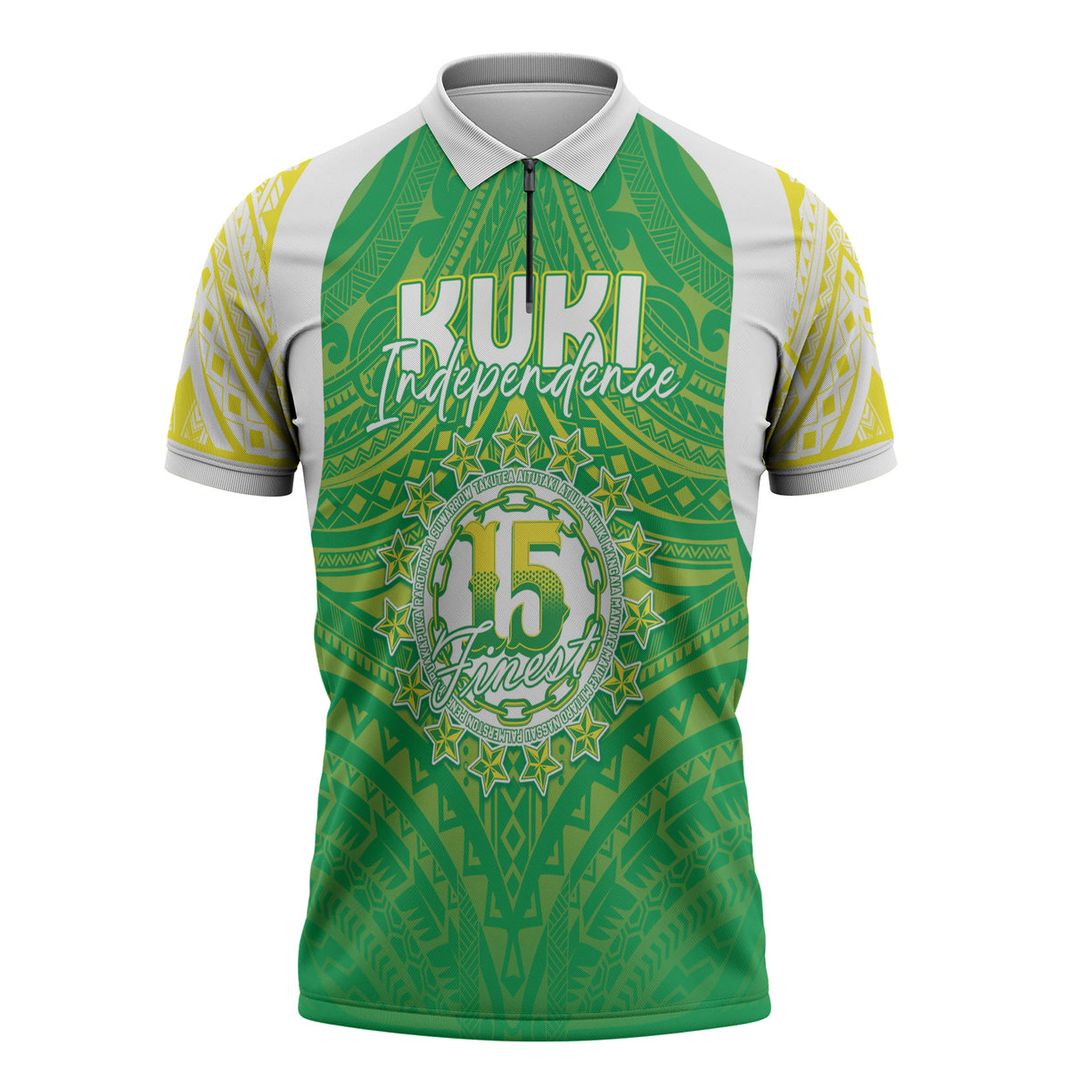 Kuki Independence 2026 Zipper Polo Shirt Cook Islands 15 Finest Green Version