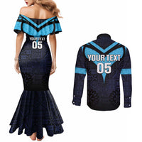 Custom Fiji Kaiviti Rugby Couples Matching Mermaid Dress and Long Sleeve Button Shirt Fiji Tapa Pattern