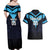 Custom Fiji Kaiviti Rugby Couples Matching Off Shoulder Maxi Dress and Hawaiian Shirt Fiji Tapa Pattern