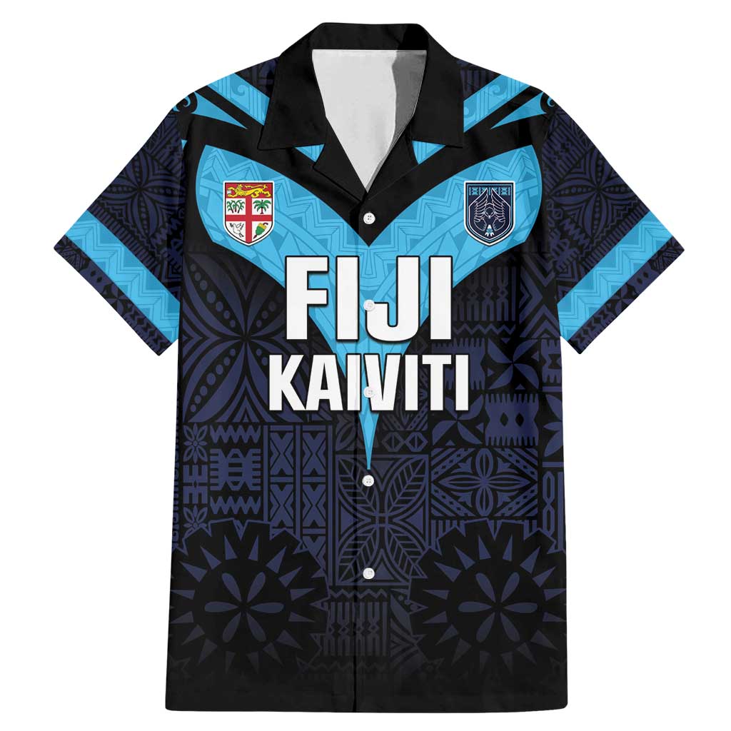 Custom Fiji Kaiviti Rugby Family Matching Mermaid Dress and Hawaiian Shirt Fiji Tapa Pattern