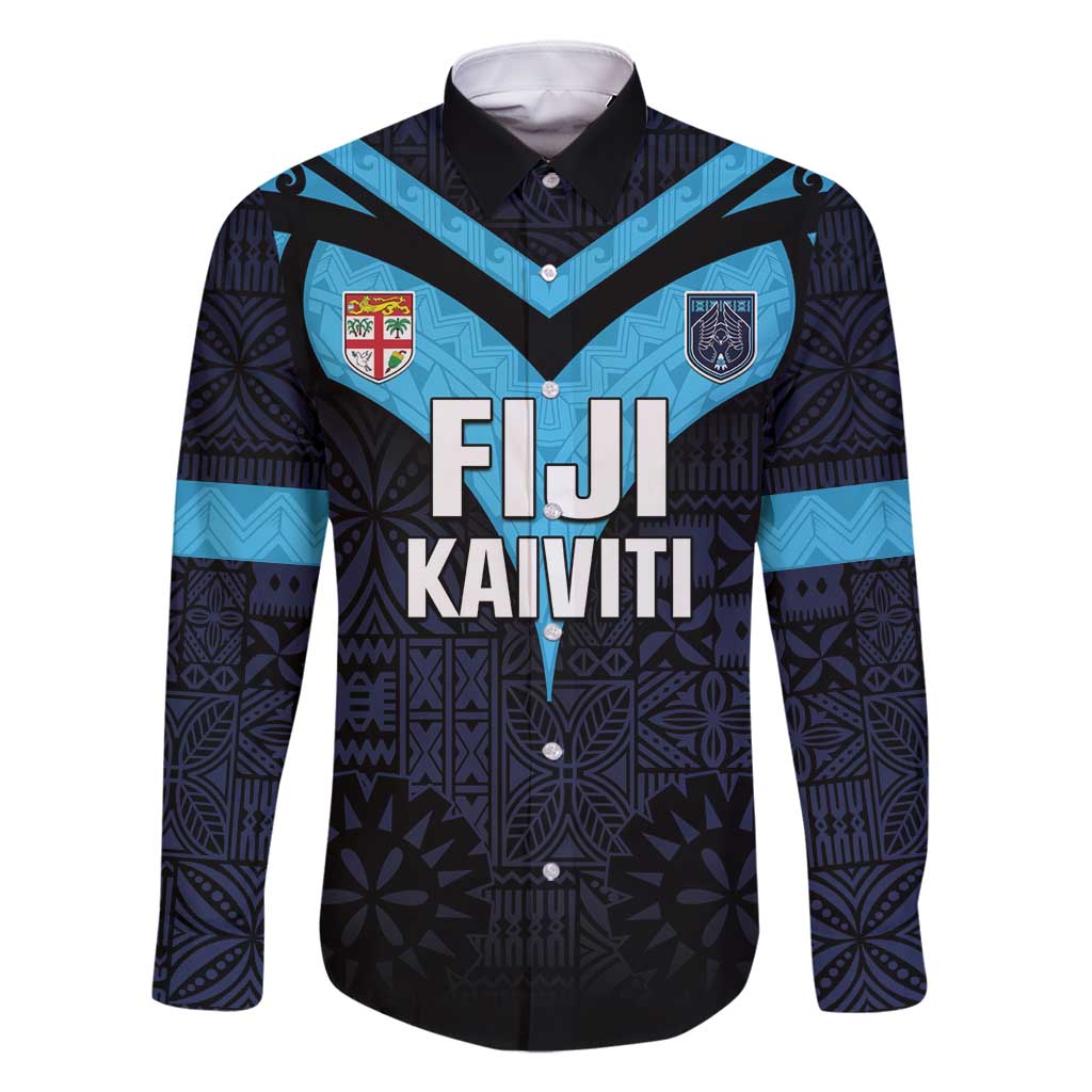 Custom Fiji Kaiviti Rugby Family Matching Off Shoulder Maxi Dress and Hawaiian Shirt Fiji Tapa Pattern
