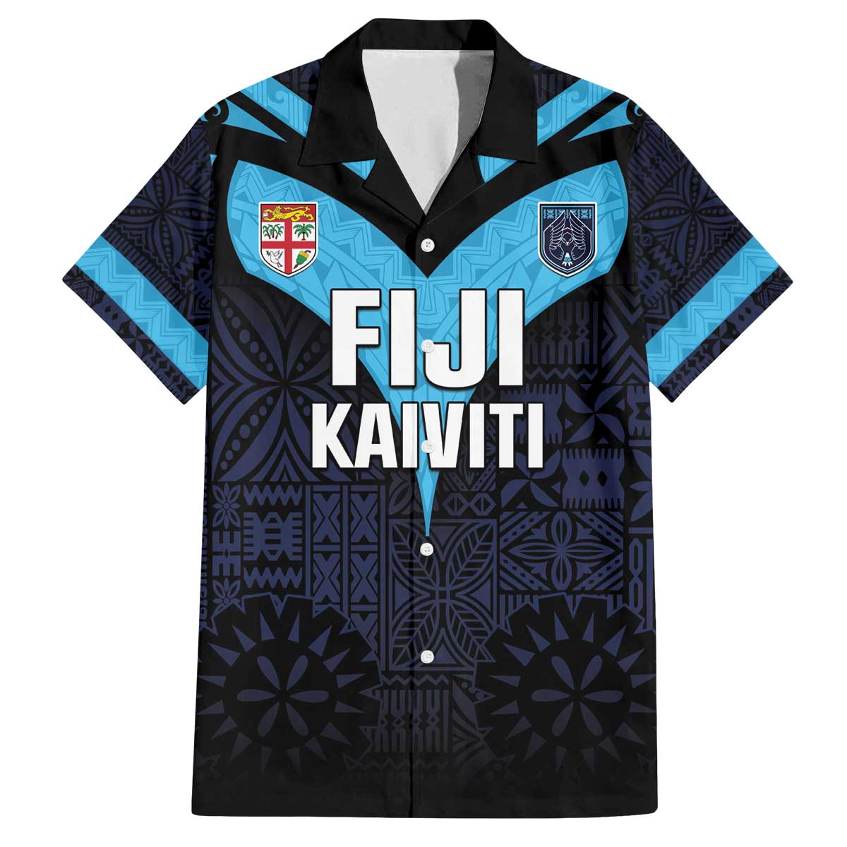 Custom Fiji Kaiviti Rugby Family Matching Puletasi and Hawaiian Shirt Fiji Tapa Pattern