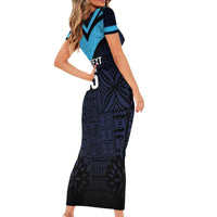 Custom Fiji Kaiviti Rugby Short Sleeve Bodycon Dress Fiji Tapa Pattern