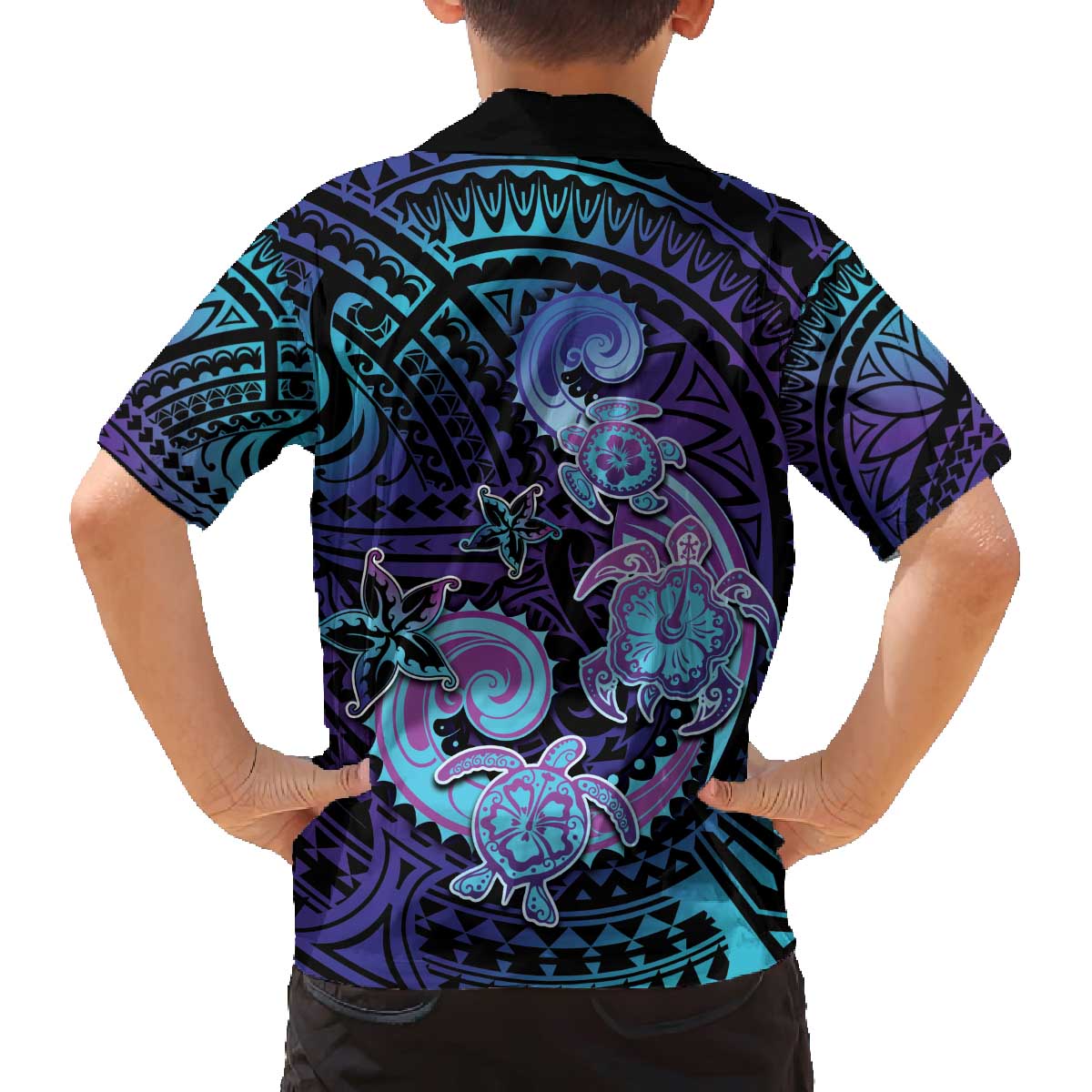 Hawaii Makahiki Turtle Family Matching Puletasi and Hawaiian Shirt Spiral Polynesian Tattoo LT05 - Polynesian Pride