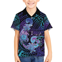 Hawaii Makahiki Turtle Kid Hawaiian Shirt Spiral Polynesian Tattoo LT05 Kid Purple - Polynesian Pride