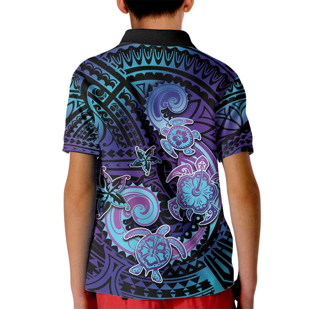 Hawaii Makahiki Turtle Kid Polo Shirt Spiral Polynesian Tattoo