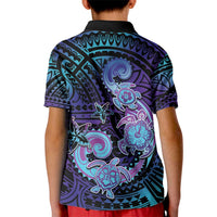 Hawaii Makahiki Turtle Kid Polo Shirt Spiral Polynesian Tattoo