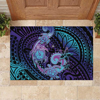 Hawaii Makahiki Turtle Rubber Doormat Spiral Polynesian Tattoo