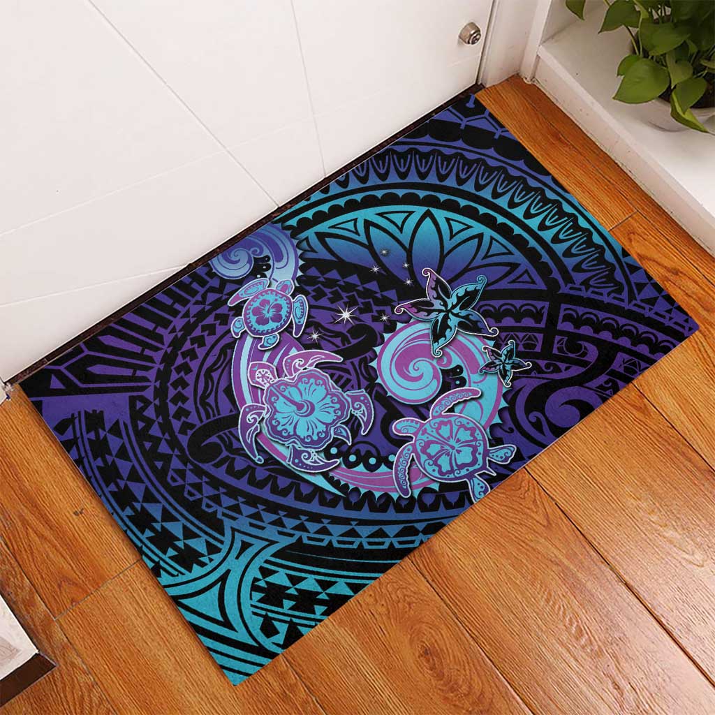 Hawaii Makahiki Turtle Rubber Doormat Spiral Polynesian Tattoo