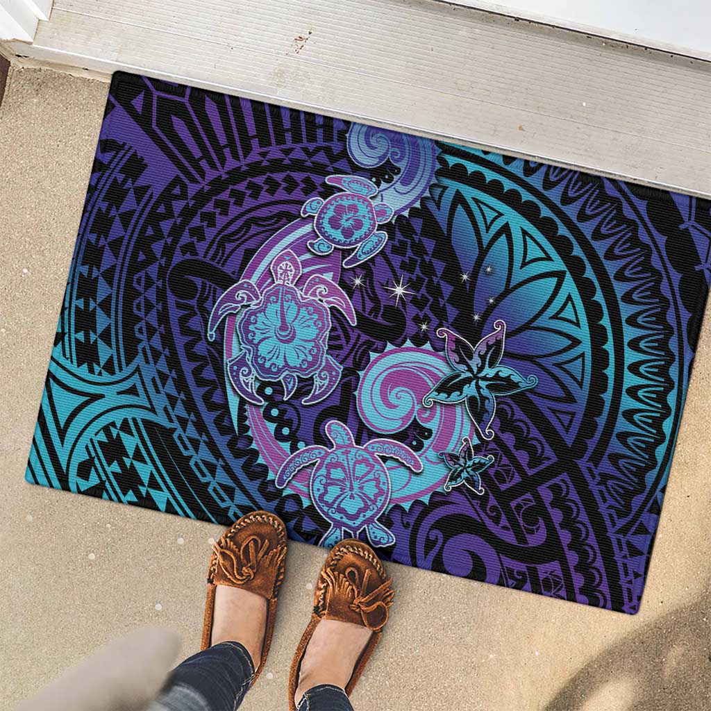 Hawaii Makahiki Turtle Rubber Doormat Spiral Polynesian Tattoo