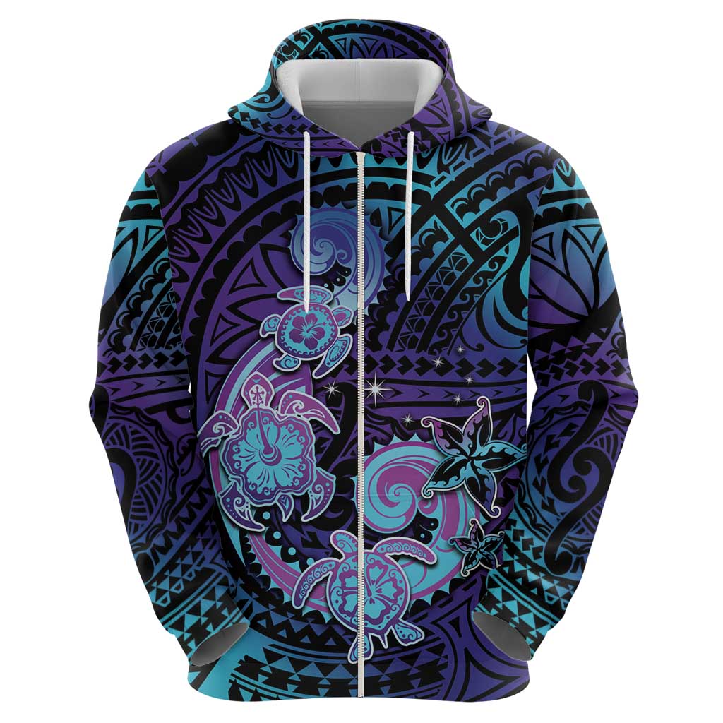 Hawaii Makahiki Turtle Zip Hoodie Spiral Polynesian Tattoo LT05 - Polynesian Pride