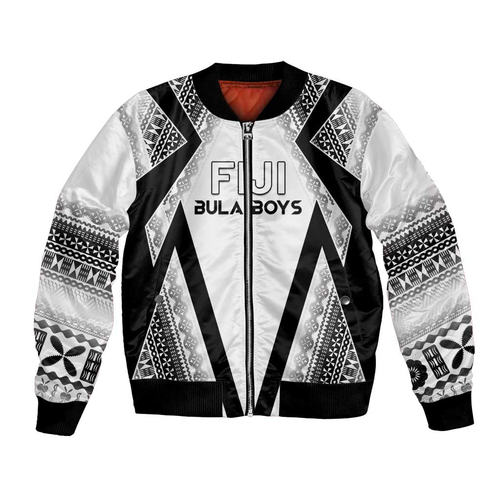 Custom Bula Fiji Football Bomber Jacket Go Champions LT05 Unisex White - Polynesian Pride