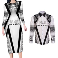 Custom Bula Fiji Football Couples Matching Long Sleeve Bodycon Dress and Long Sleeve Button Shirt Go Champions - Polynesian Pride