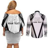 Custom Bula Fiji Football Couples Matching Off Shoulder Short Dress and Long Sleeve Button Shirt Go Champions - Polynesian Pride