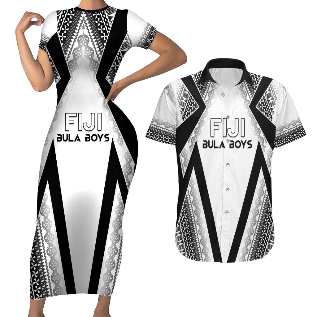 Custom Bula Fiji Football Couples Matching Short Sleeve Bodycon Dress and Hawaiian Shirt Go Champions - Polynesian Pride
