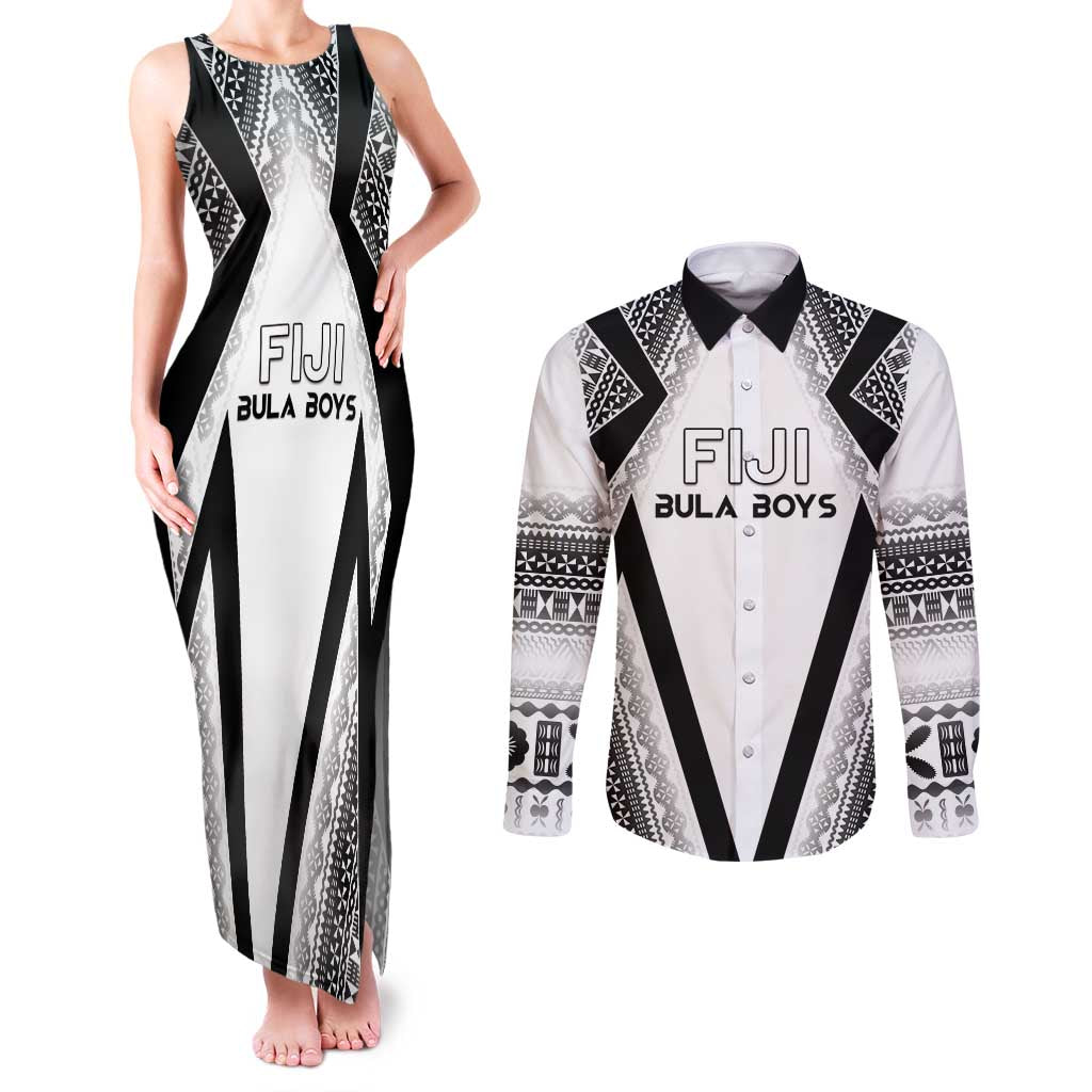 Custom Bula Fiji Football Couples Matching Tank Maxi Dress and Long Sleeve Button Shirt Go Champions - Polynesian Pride