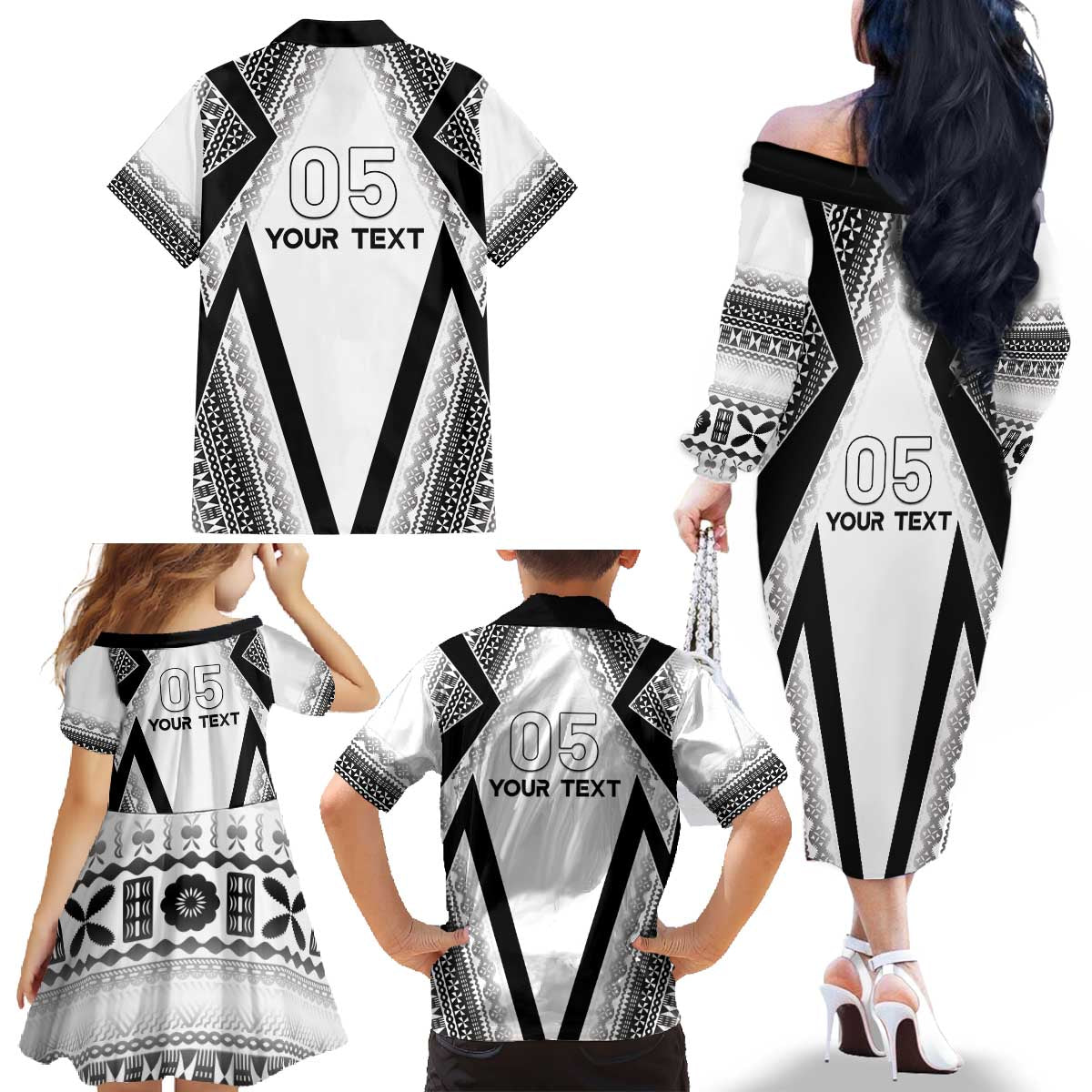 Custom Bula Fiji Football Family Matching Off The Shoulder Long Sleeve Dress and Hawaiian Shirt Go Champions - Polynesian Pride
