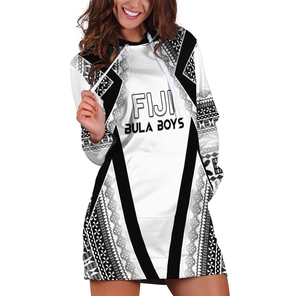Custom Bula Fiji Football Hoodie Dress Go Champions LT05 White - Polynesian Pride