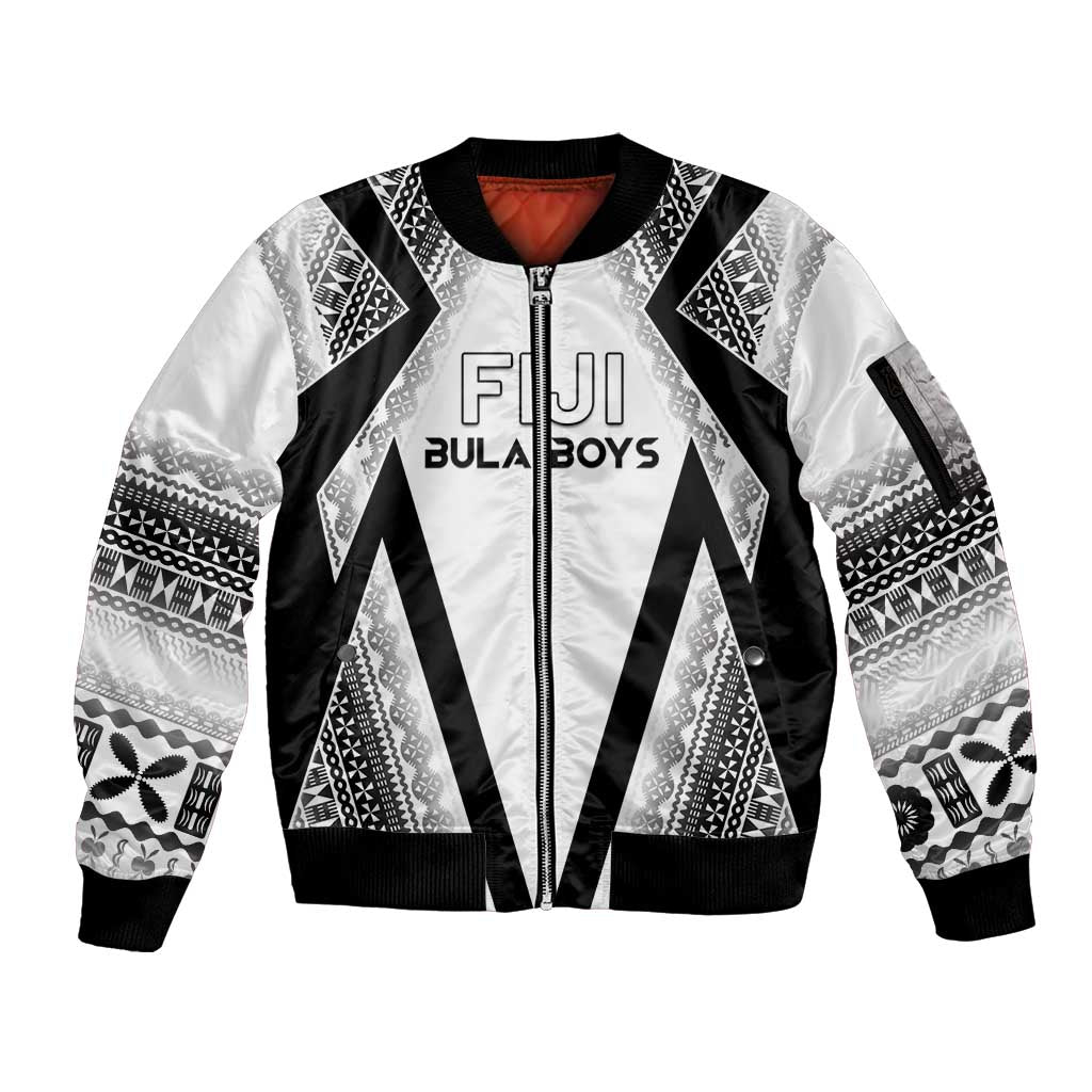 Custom Bula Fiji Football Sleeve Zip Bomber Jacket Go Champions - Polynesian Pride
