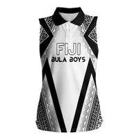 Custom Bula Fiji Football Women Sleeveless Polo Shirt Go Champions LT05 Female White - Polynesian Pride