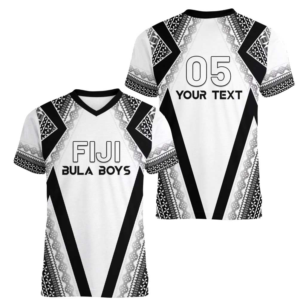 Custom Bula Fiji Football Women V-Neck T-Shirt Go Champions LT05 - Polynesian Pride