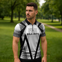 Custom Bula Fiji Football Zipper Polo Shirt Go Champions - Polynesian Pride
