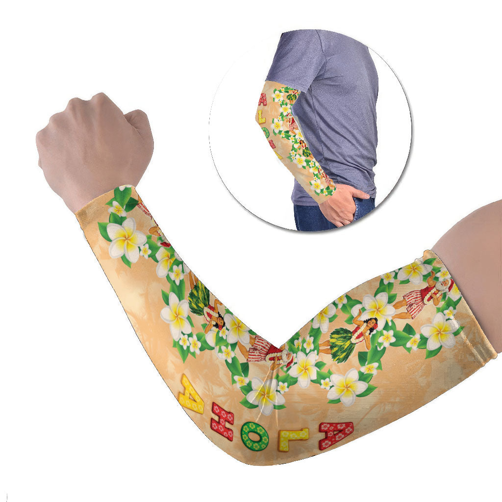 Aloha Hawaii Chilly Christmas Arm Sleeves Tropical Vibes LT05 Set of 2 Beige - Polynesian Pride