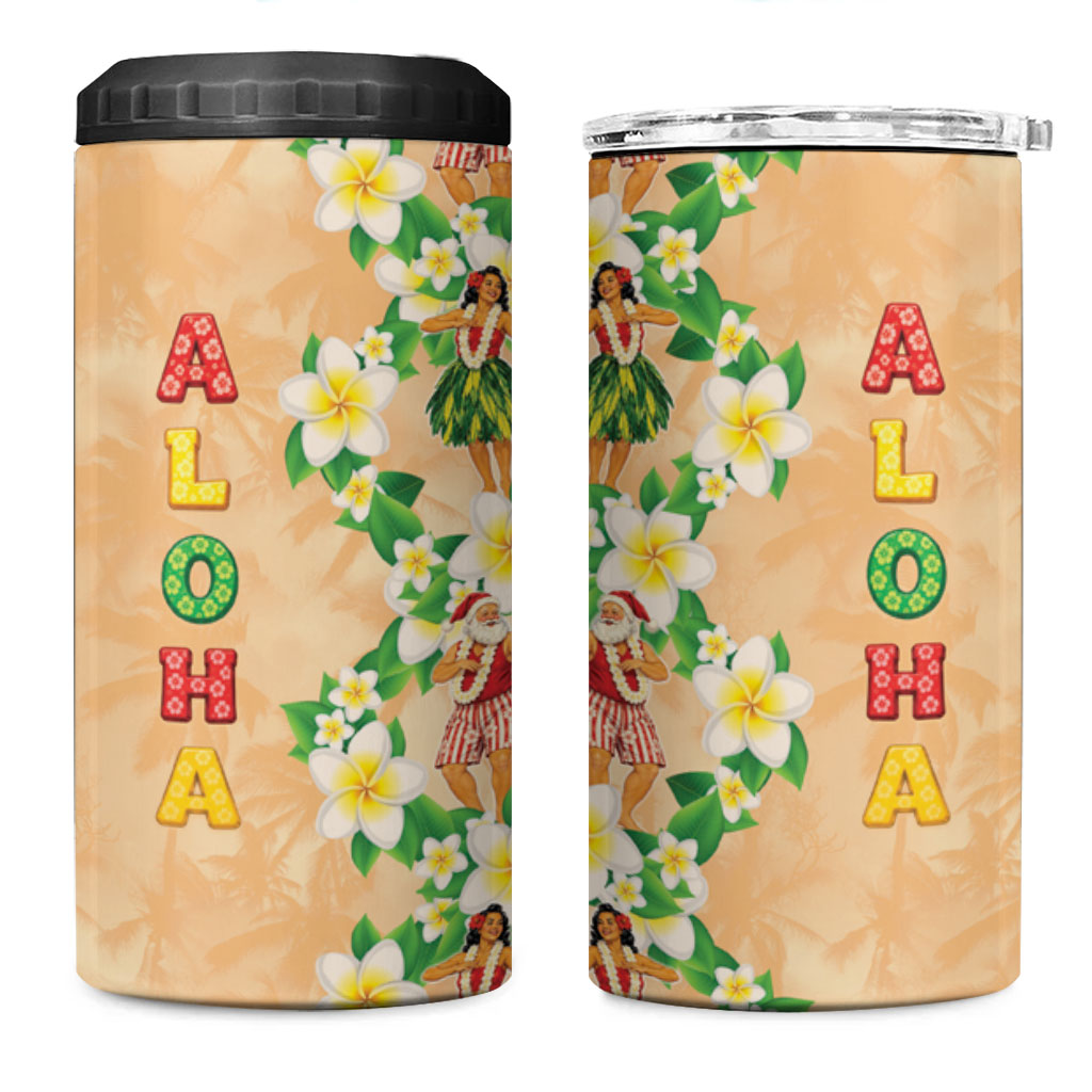 Aloha Hawaii Chilly Christmas 4 in 1 Can Cooler Tumbler Tropical Vibes