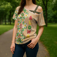 Aloha Hawaii Chilly Christmas Cross Shoulder Shirt Tropical Vibes