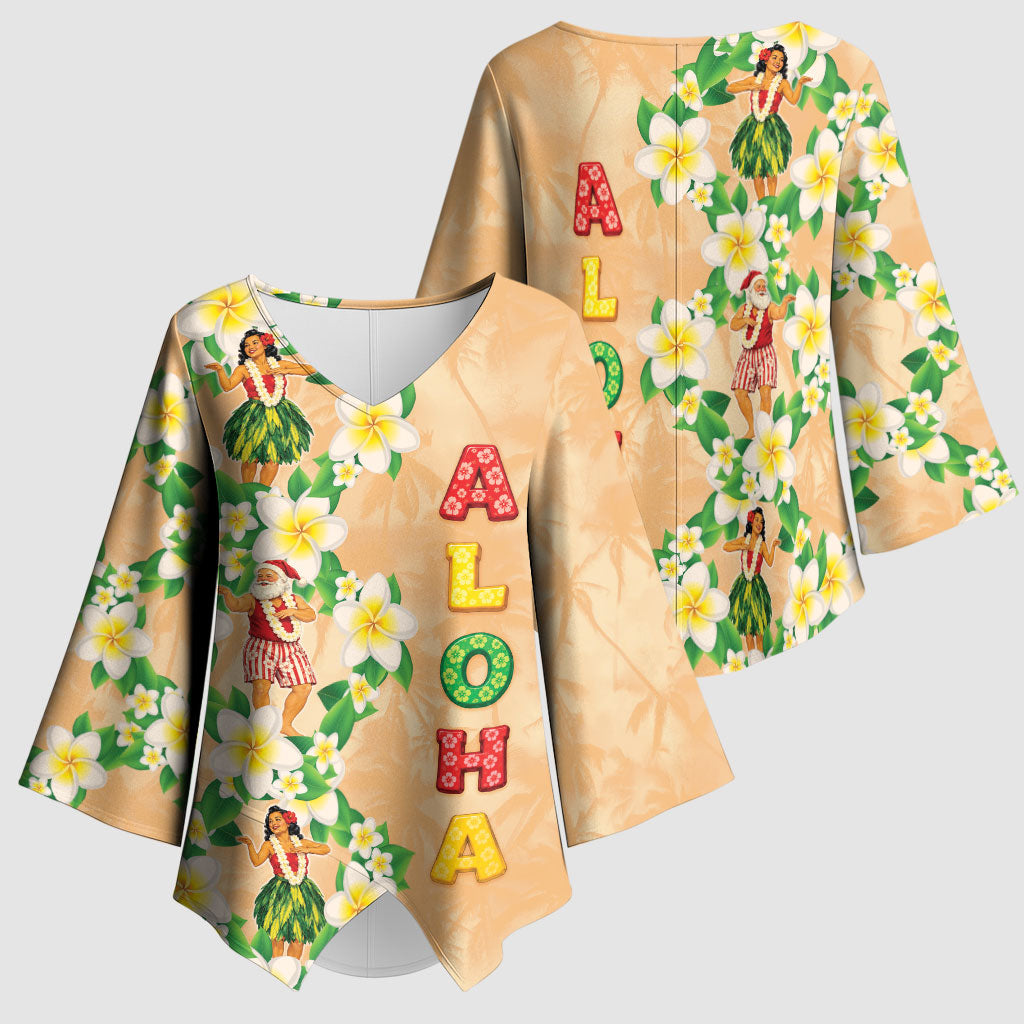 Aloha Hawaii Chilly Christmas Kimono Sleeve Blouse Tropical Vibes