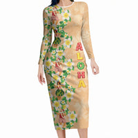 Aloha Hawaii Chilly Christmas Long Sleeve Bodycon Dress Tropical Vibes