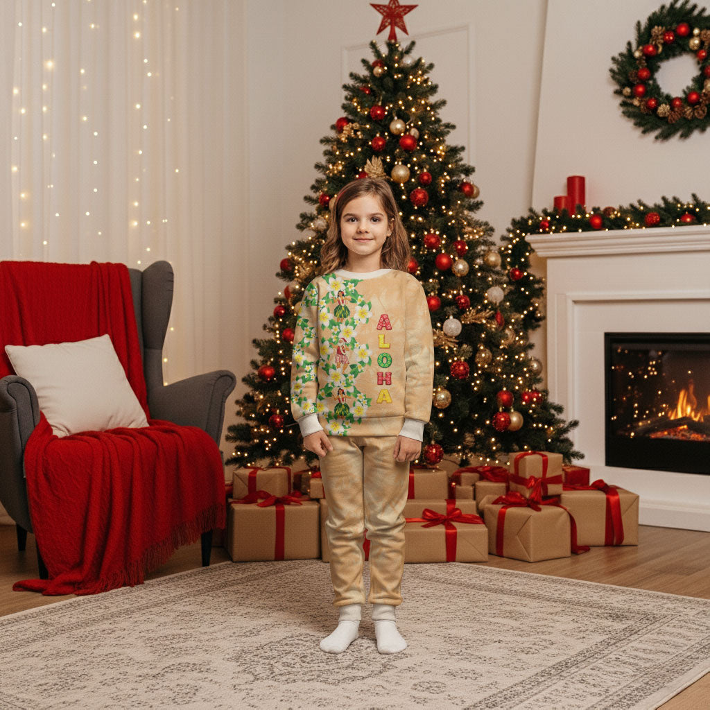 Aloha Hawaii Chilly Christmas Pajama Set Tropical Vibes