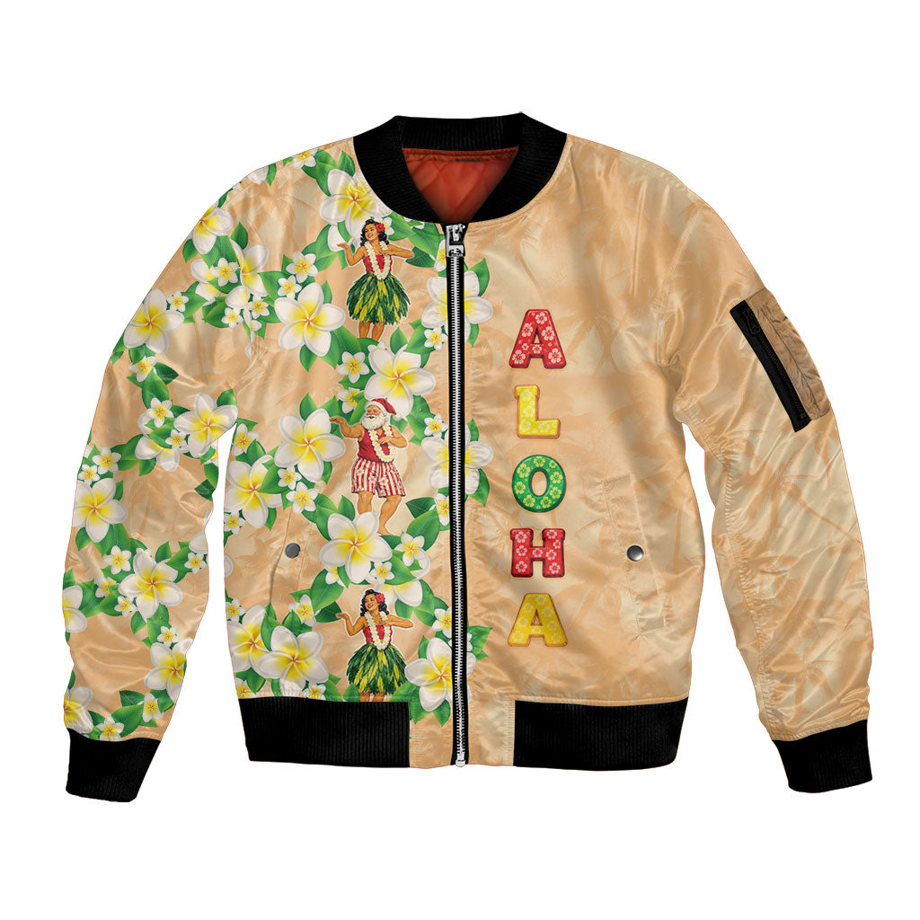 Aloha Hawaii Chilly Christmas Sleeve Zip Bomber Jacket Tropical Vibes LT05 Unisex Beige - Polynesian Pride