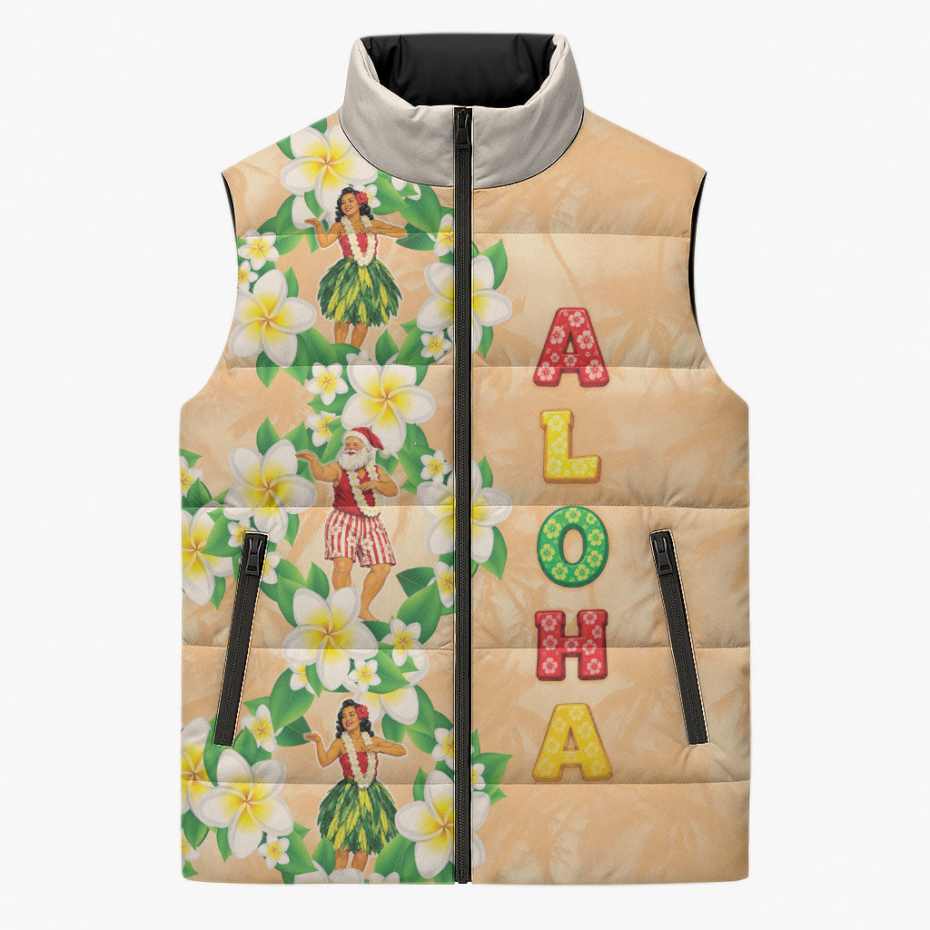 Aloha Hawaii Chilly Christmas Sleeveless Puffer Jacket Tropical Vibes