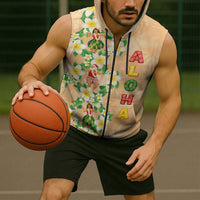 Aloha Hawaii Chilly Christmas Sleeveless Zip Hoodie Tropical Vibes