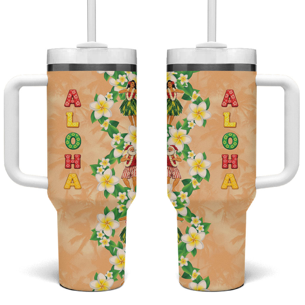 Aloha Hawaii Chilly Christmas Tumbler With Handle Tropical Vibes