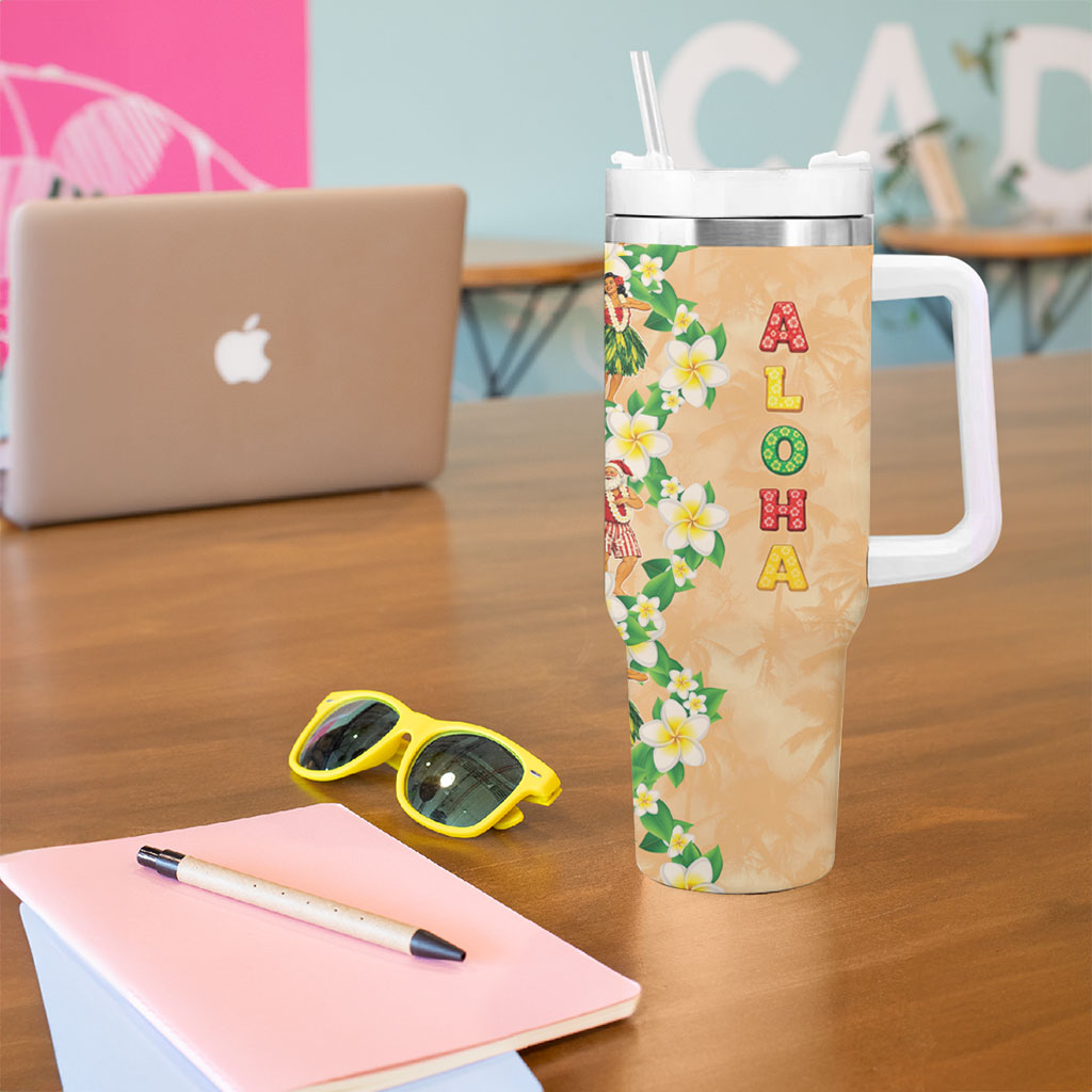 Aloha Hawaii Chilly Christmas Tumbler With Handle Tropical Vibes