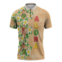 Aloha Hawaii Chilly Christmas Zipper Polo Shirt Tropical Vibes LT05 Beige - Polynesian Pride