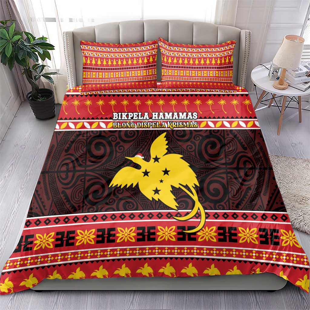 Papua New Guinea Christmas Bedding Set Santa Raggiana
