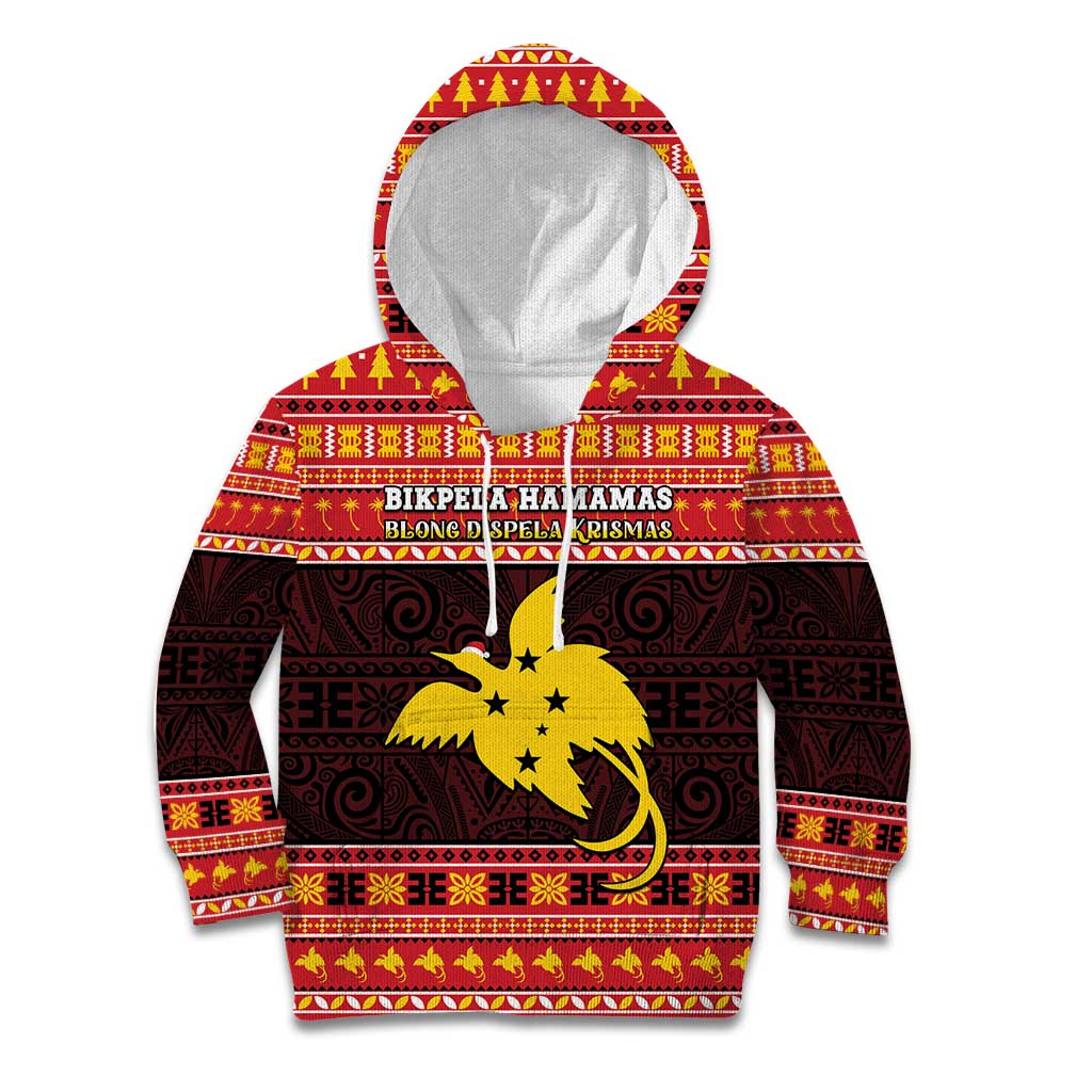 Papua New Guinea Christmas Kid Hoodie Santa Raggiana